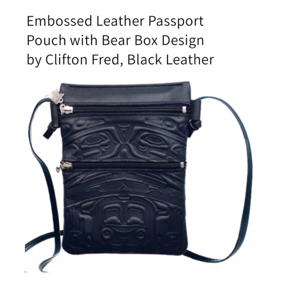 EUC ⭐️ LEATHER 🦌 Black Leather Passport Pouch